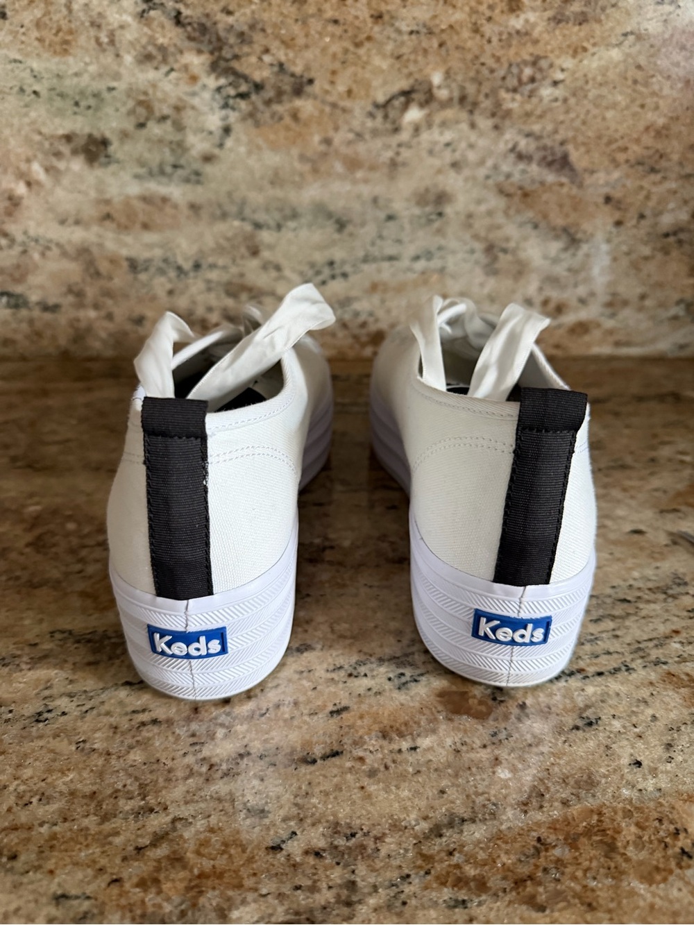 Keds White Canvas Platform Heel Sneakers